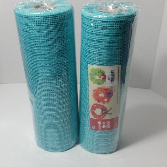 Blue Deco Mesh 2 Rolls Crafts Wreaths 10" 10 Yard - Picture 2 of 5